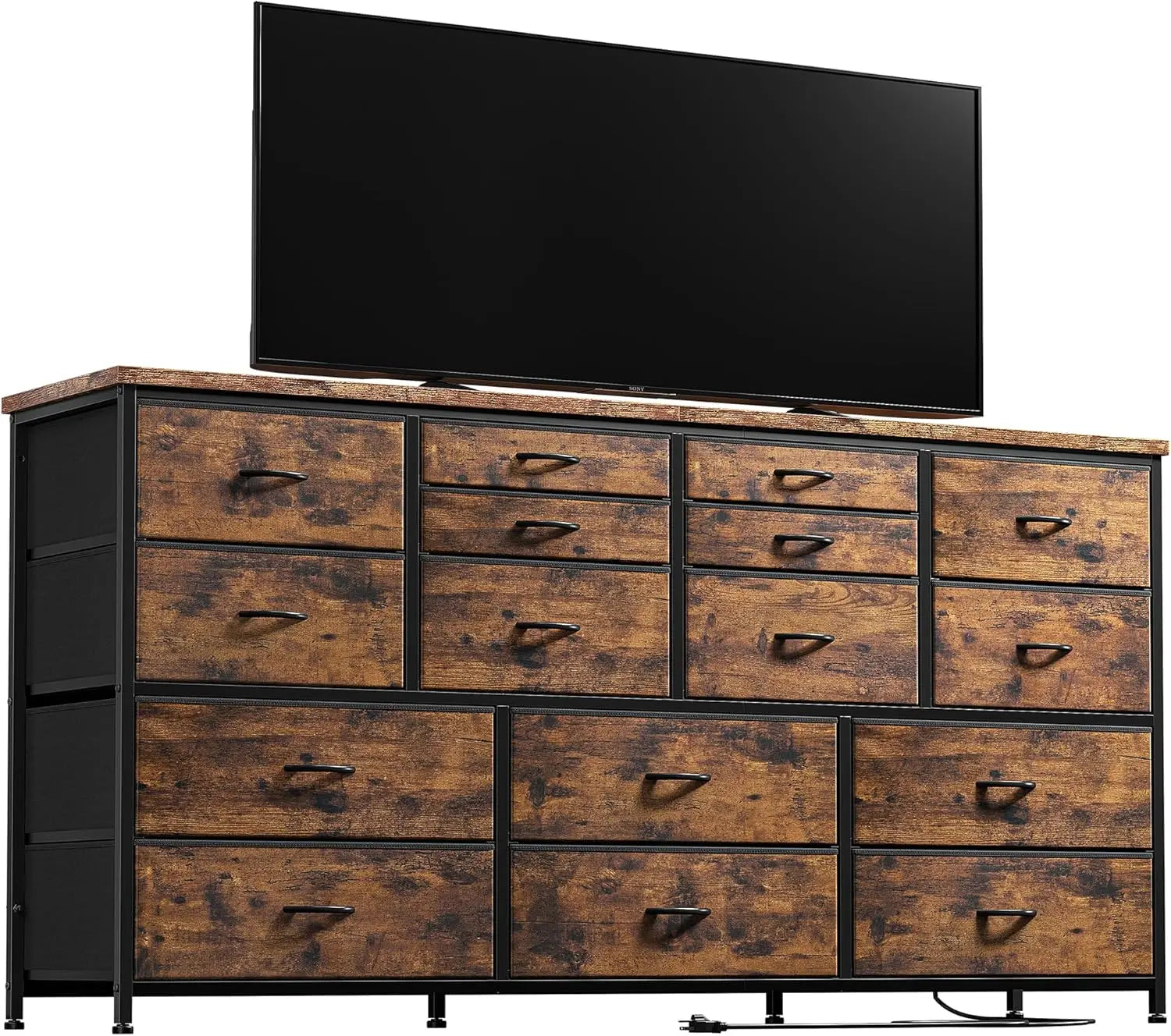 Dresser TV Stand with Power Outlet 60" TV Stands for Living Room Dresser for Bedroom with 16 Drawers for TV Stand - Loving Babies & Pets Shop