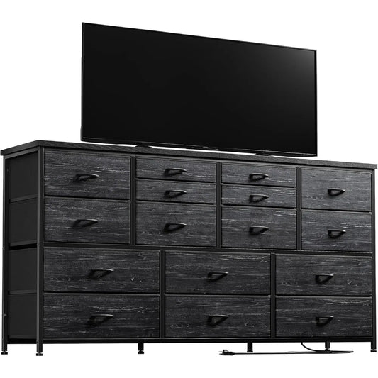 Dresser TV Stand with Power Outlet 60" TV Stands for Living Room Dresser for Bedroom with 16 Drawers for TV Stand - Loving Babies & Pets Shop