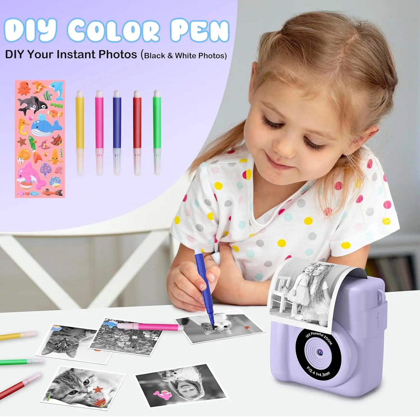 Gofunly Children's Instant Print Camera 1080P Digital Camera Toy for Ages 6 to 12