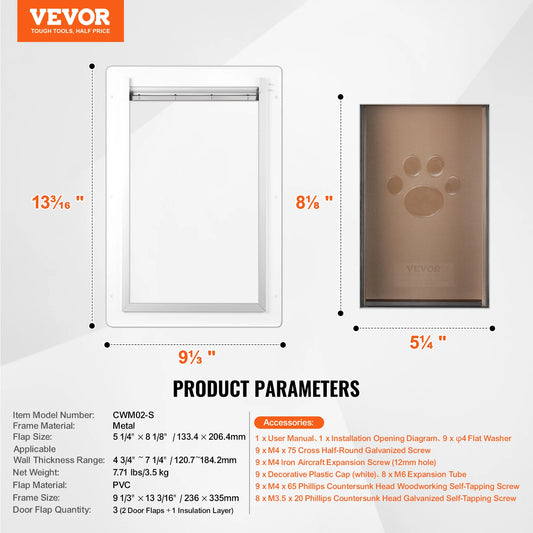 SucceBuy Metal Frame Pet Door With Lock And 3 Flap System