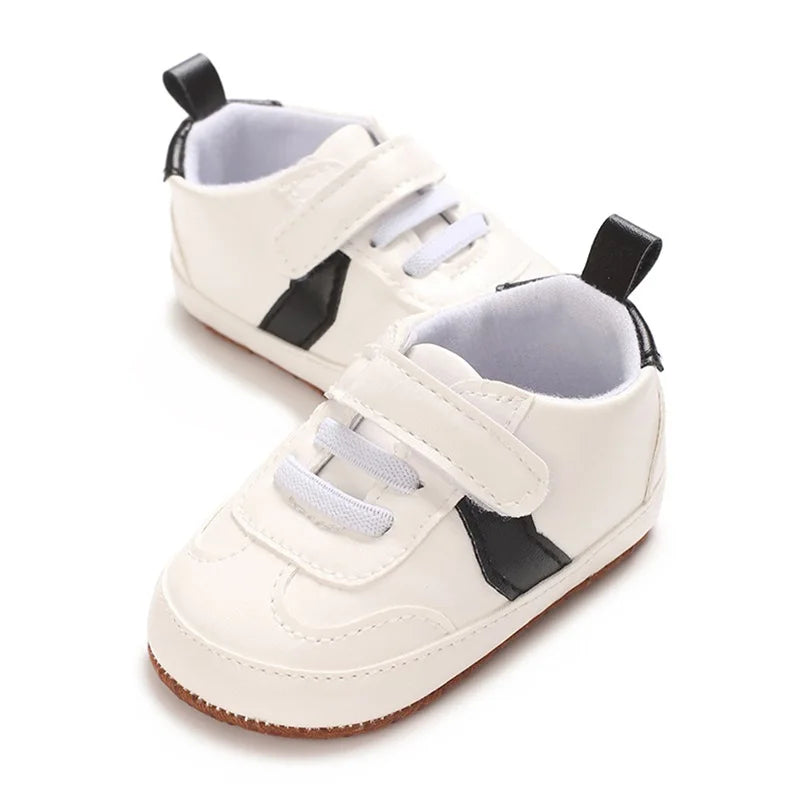 Infant Toddler Soft Sole Leather Sneakers with Contrast Colors Breathable Baby Flats for Newborn Boys and Girls Comfortable - Loving Babies & Pets Shop
