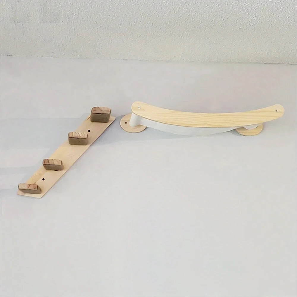 Wall Mounted Cat Hammock and Climbing Shelf with Sisal Rope for Scratching and Play