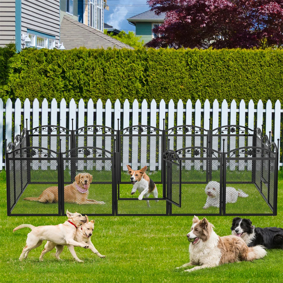 8 Panel Heavy Duty Dog Playpen Indoor Outdoor Metal Fence with Waterproof Pad