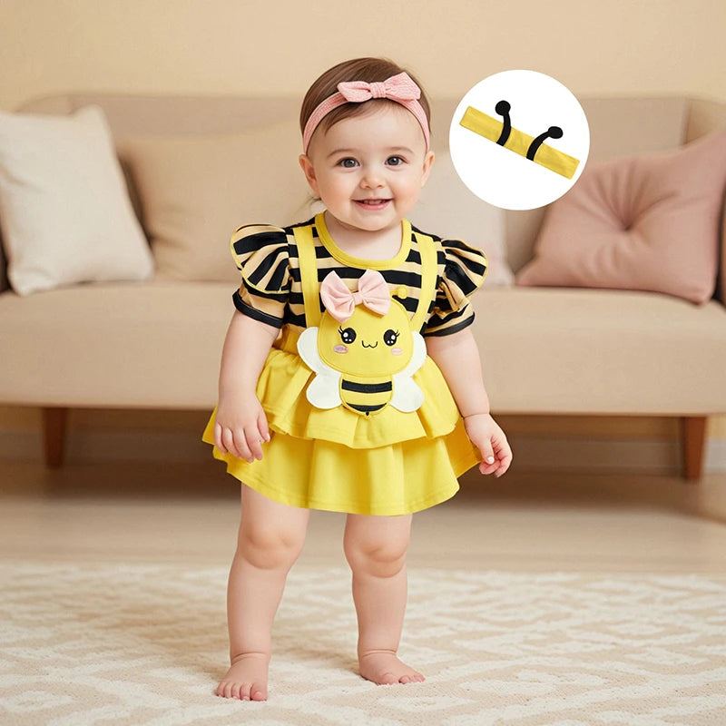 Baby Girl Floral Sleeveless Romper With Headband And Sandals