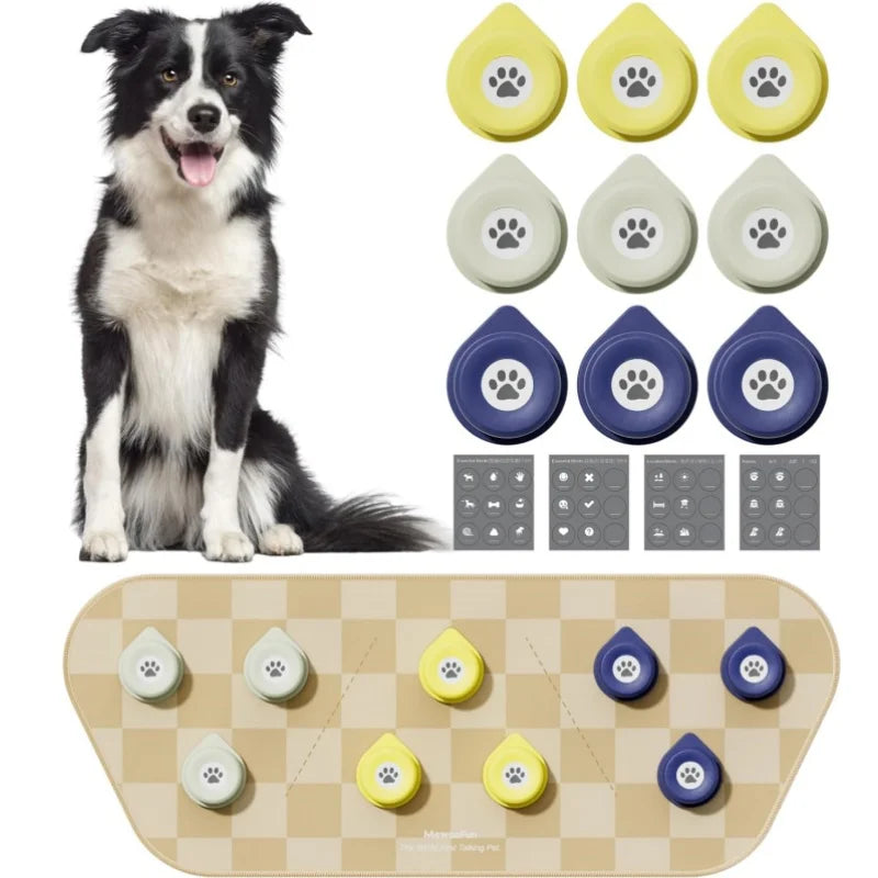 Mewoofun Dog Talking Button Set with Mat Communication Basic Get Started Kit Rechargeable Voice Recording Button 12 Packs