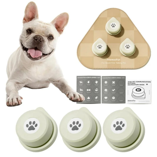 Mewoofun Dog Talking Button Set with Mat Communication Basic Get Started Kit Rechargeable Voice Recording Button 12 Packs