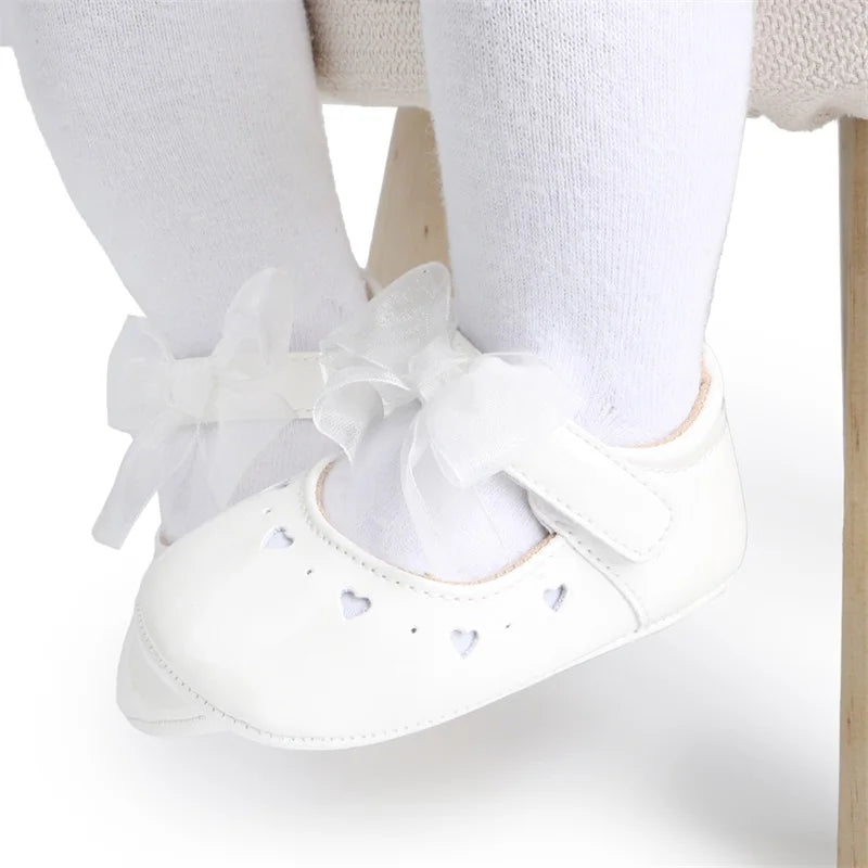 Adorable Baby Girls Heart Cutout Mary Jane Flats with Non-Slip Sole Perfect for Newborn Crib Shoes and Dressy Outfits - Loving Babies & Pets Shop