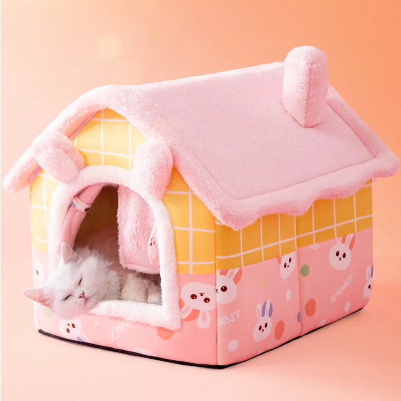 Medium Dog Kennel Indoor Soft Comfortable Puppy House Removable Small Dog Bed Cave Winter Warm Pet Sleeping Mat Portable
