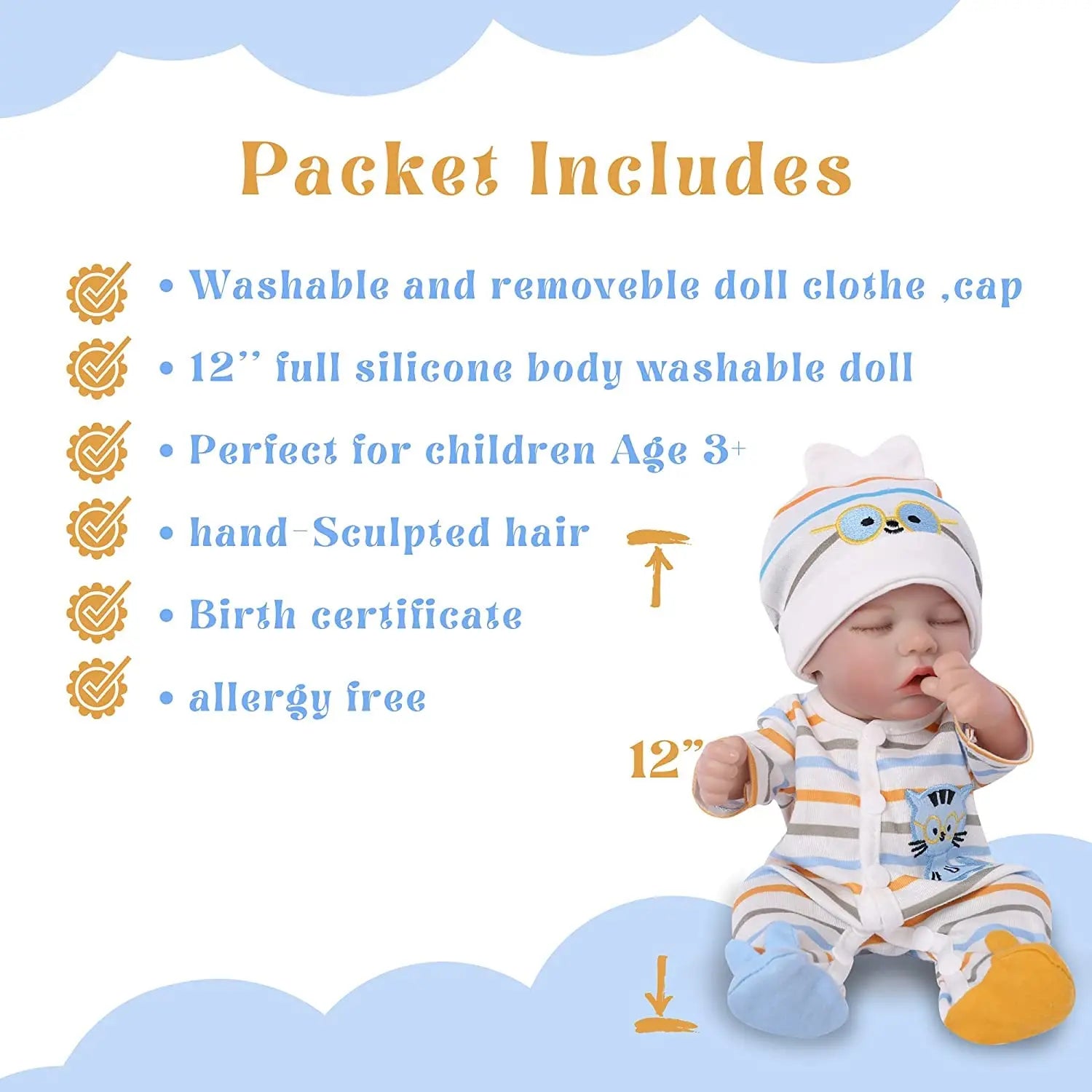 Reborn Baby Dolls - 12 Inch Realistic Sleeping Newborn Small Baby Doll for 3 + Year Old Kids - Loving Babies & Pets Shop