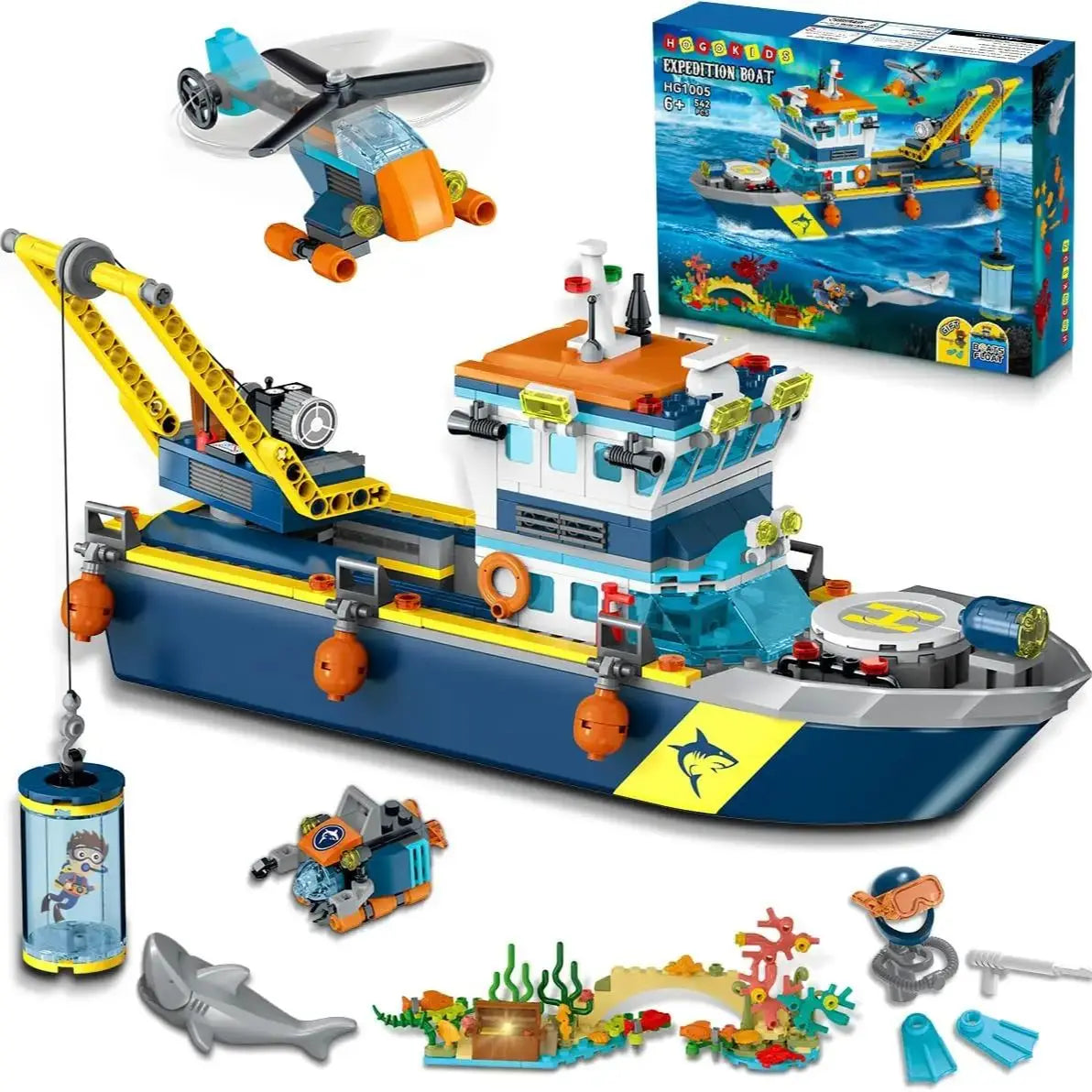 HOGOKIDS Arctic Explorer Ship Building Block Set with LED Light for Kids Ages 6 Plus