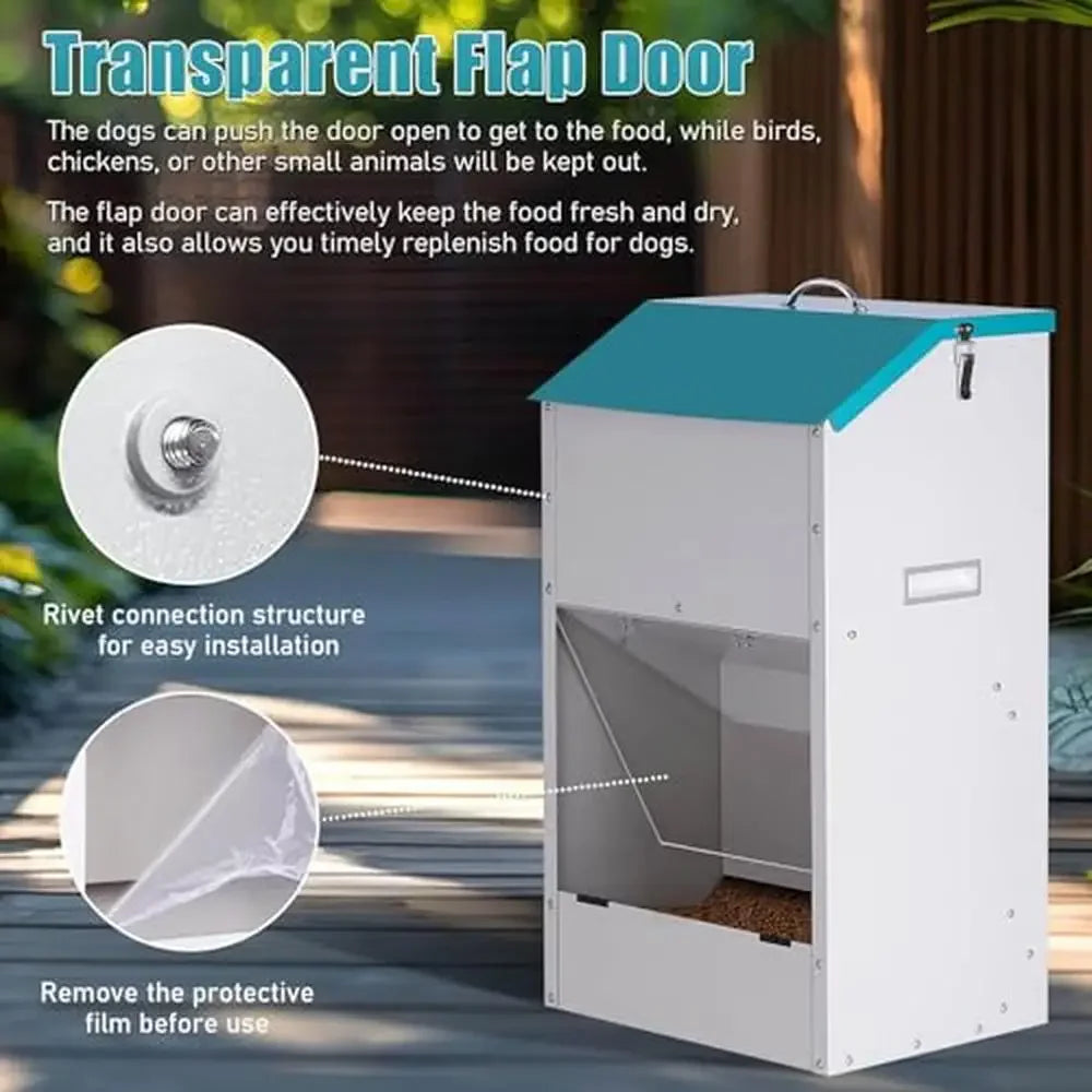 Large Capacity Auto Dog Feeder Steel Gravity Dispenser Durable Galvanized Breed 50lb Pounds