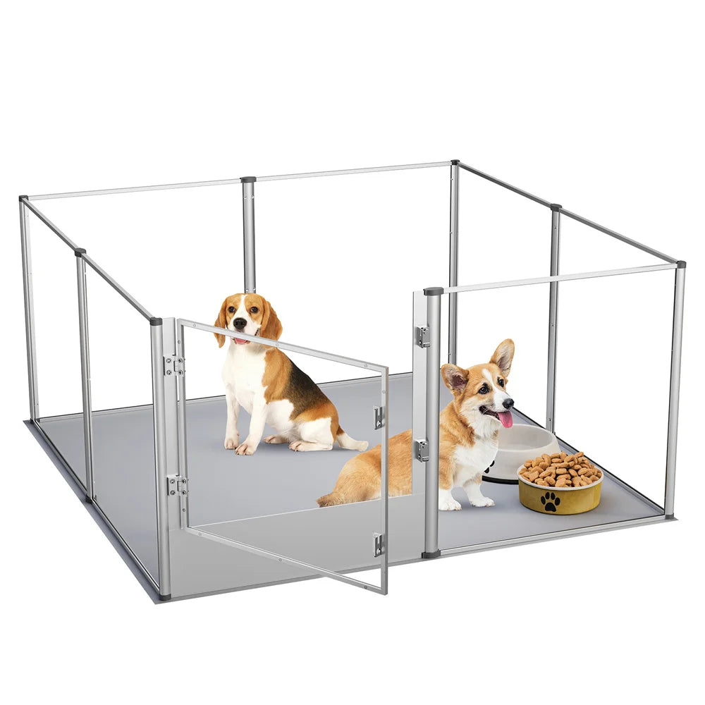 Extra Large Dog Playpen Acrylic Enclosure Pet Animal Bunny Ferrets Dog Fence Cage Pet Whelping Box with Waterproof Fertility Pad - Loving Babies & Pets Shop