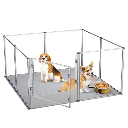 Extra Large Dog Playpen Acrylic Enclosure Pet Animal Bunny Ferrets Dog Fence Cage Pet Whelping Box with Waterproof Fertility Pad - Loving Babies & Pets Shop