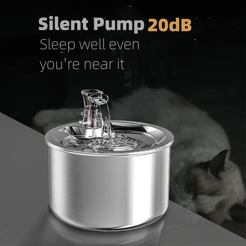 2L fully stainless steel pet water dispenser Automatic cat water fountain with optional sensor  and heater - Loving Babies & Pets Shop
