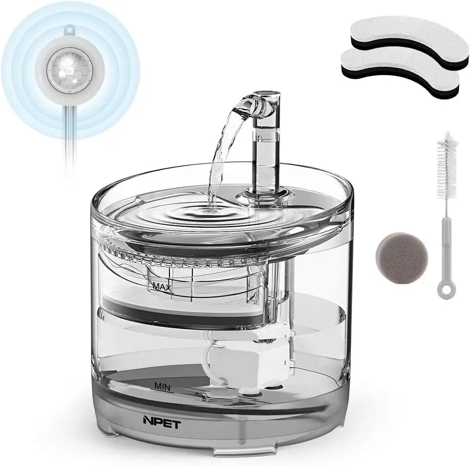 NPET Cat Water Fountain WF050TP 1.5L Automatic Pet Drinking Fountain with Replacement Faucet Kit