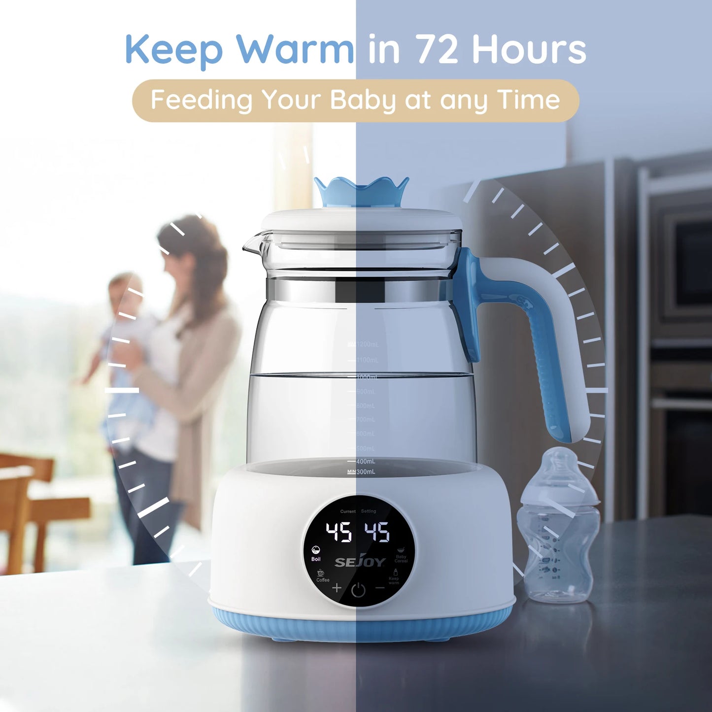 Sejoy Electric Milk Bottle Warmer  Infant Thermostatic Milk Modulator Baby Formula Kettle Automatic Warmer Feeding Bottle - Loving Babies & Pets Shop