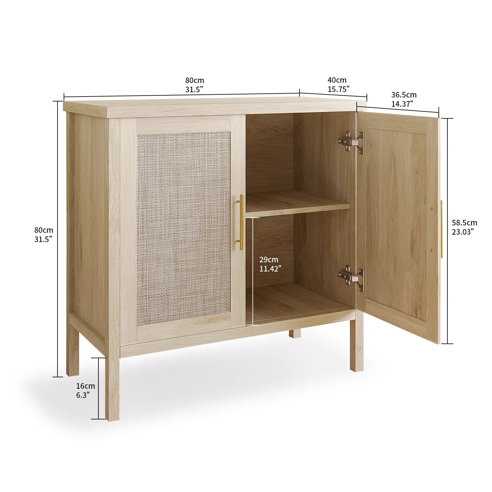 Rattan Storage Cabinet, Buffet Cabinet Sideboard with Rattan Decorated Doors, Cupboard for Hallway, Entry, Living Room - Loving Babies & Pets Shop