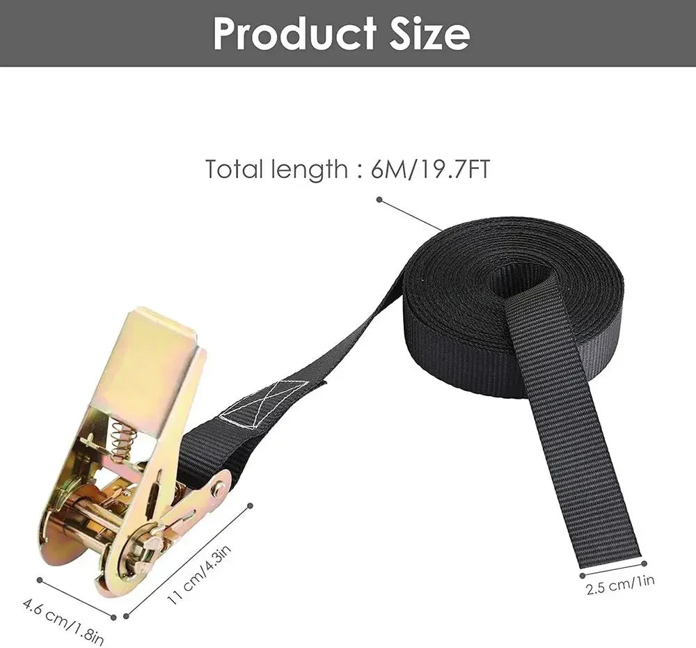 SecurePro Ratchet Straps 10PCS – High-Strength 0.8t Pull Capacity for Ultimate Load Security