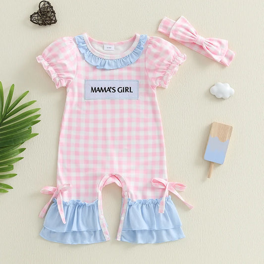 Adorable Toddler Floral Print Sleeveless Romper and Matching Bow Headband Set