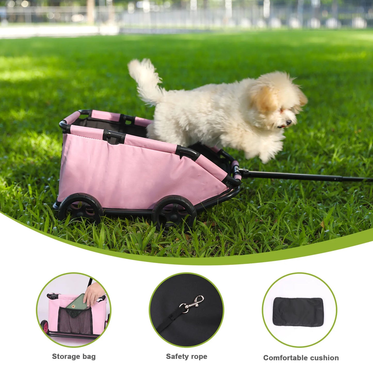 Lightweight 4 Wheel Small Pet Cart Stroller for Dogs and Cats with 360 Degree Rotation