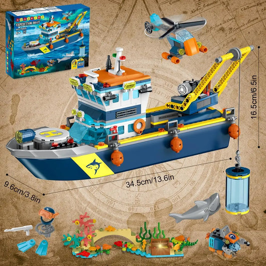 HOGOKIDS Arctic Explorer Ship Building Block Set with LED Light for Kids Ages 6 Plus