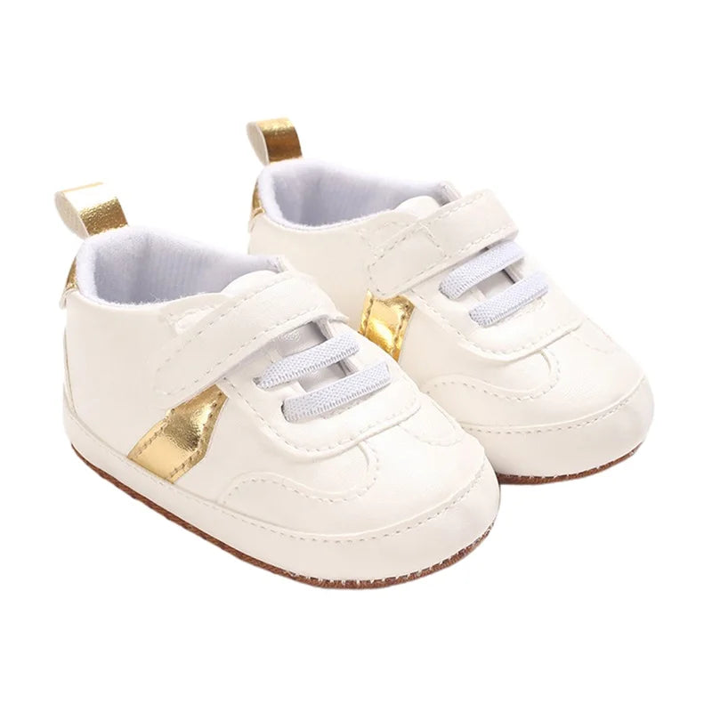 Infant Toddler Soft Sole Leather Sneakers with Contrast Colors Breathable Baby Flats for Newborn Boys and Girls Comfortable - Loving Babies & Pets Shop