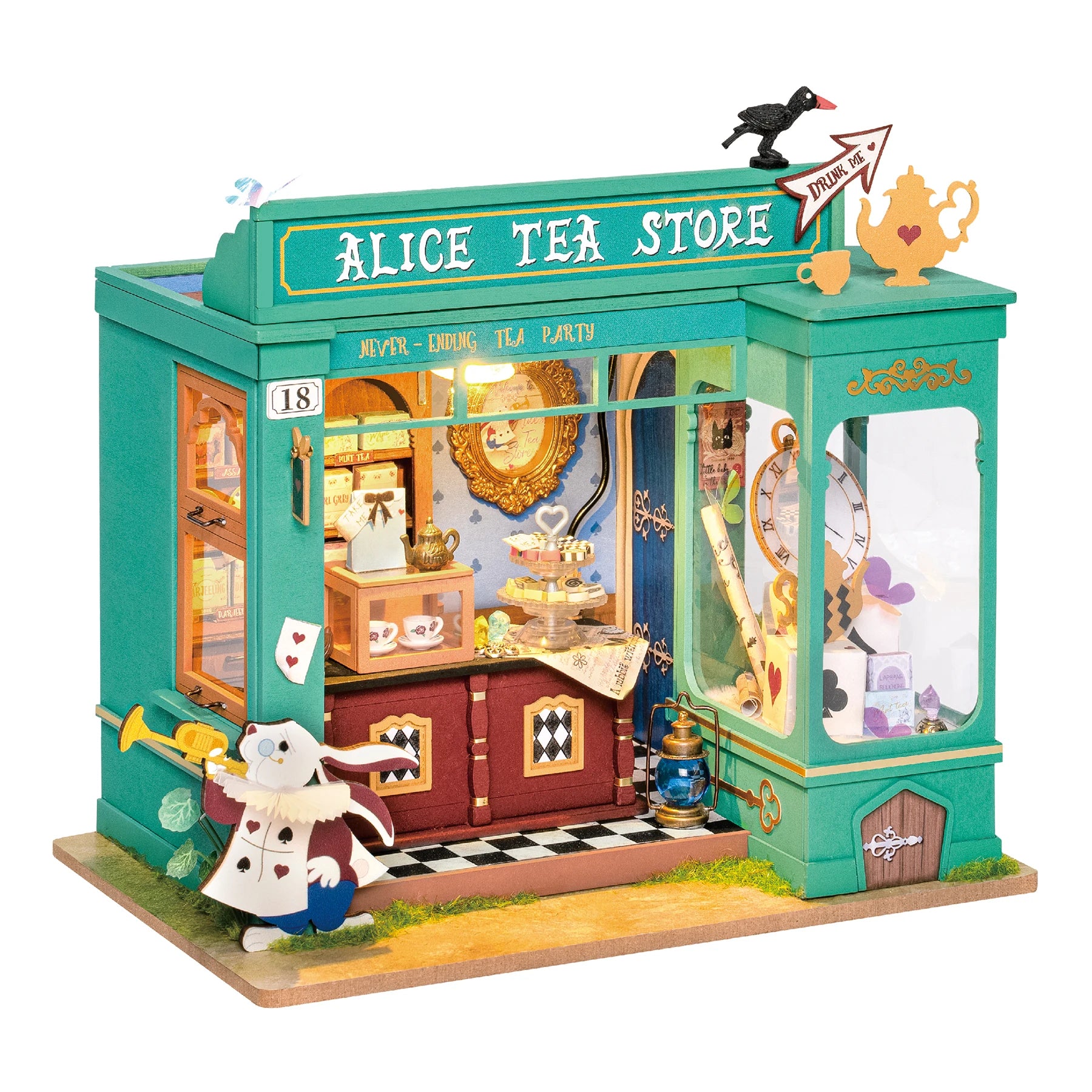 Robotime Rolife DIY Dollhouse Mystery Archives Bureau Kids Miniature Doll House Wooden Kit Toy - Alice's Tea Store DG156 - Loving Babies & Pets Shop