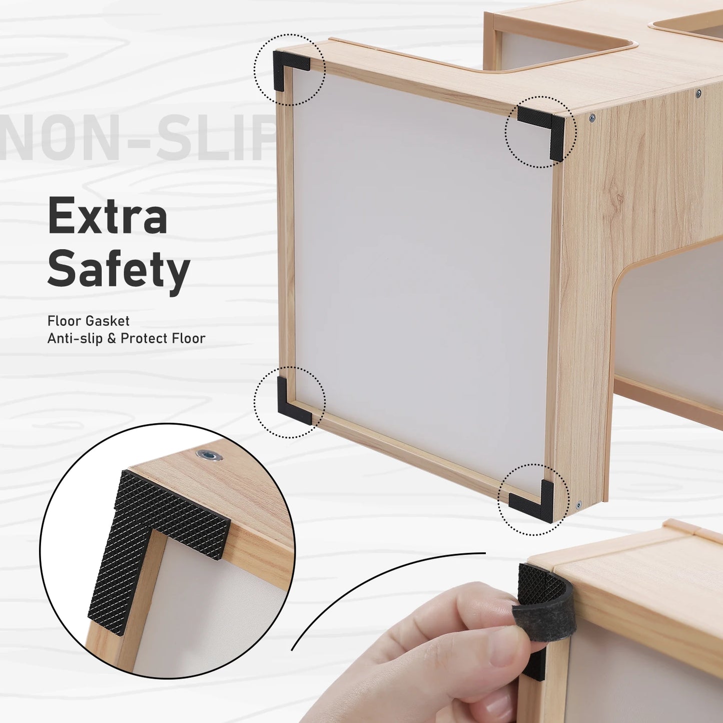 Cat Bed with Two Large Condos Scratching Pad Detachable Scratcher Wooden Cat Condo House with Plush Mats Cat Furniture Cat Toys