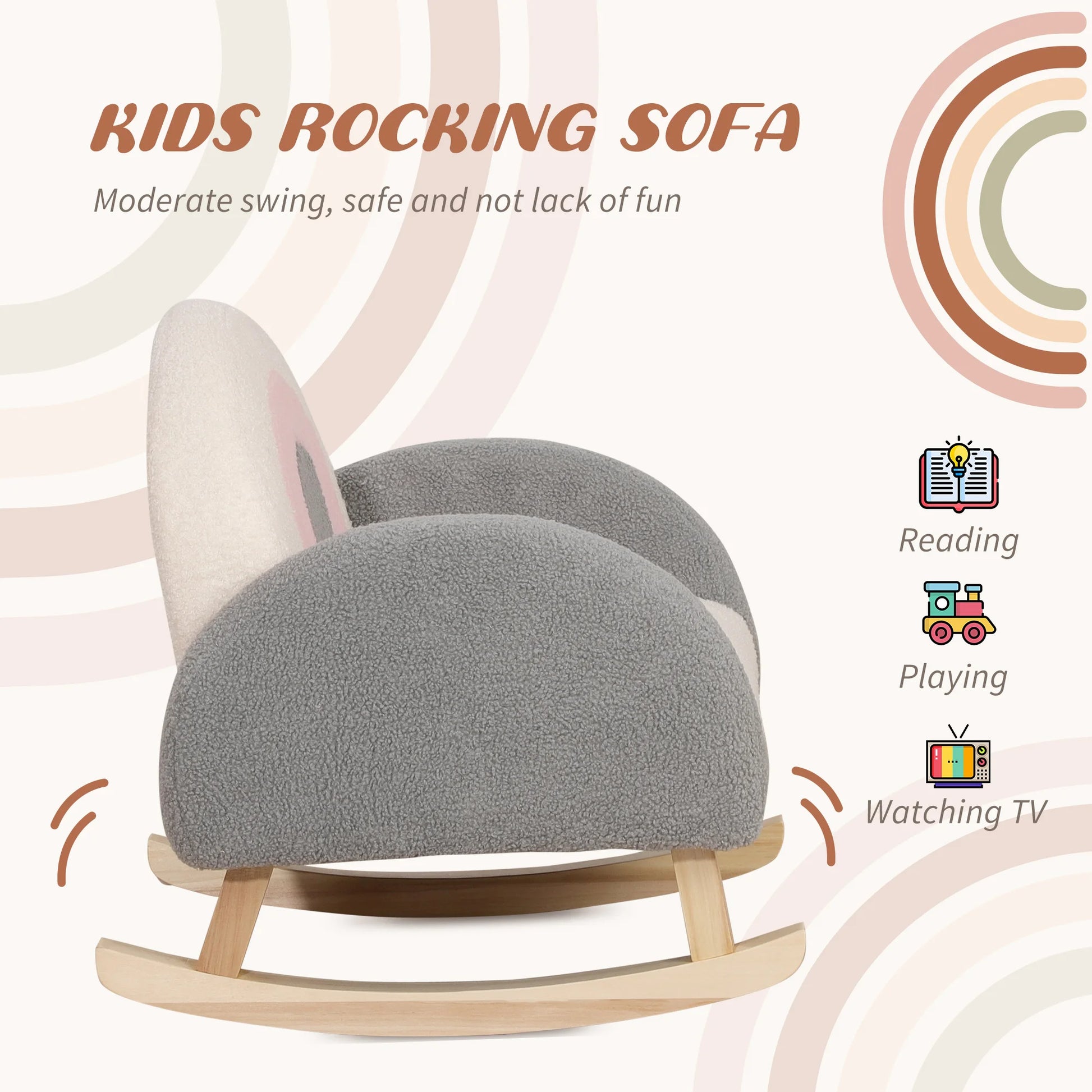Rocking Toddle Sofa Chair for Nursery Kindergarten Playroom Bedroom - Gray - Loving Babies & Pets Shop