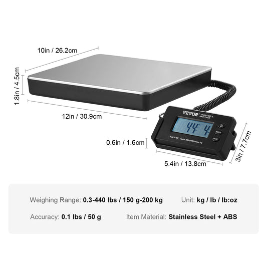 SucceBuy 440 Pound Digital Shipping Scale Tare Function