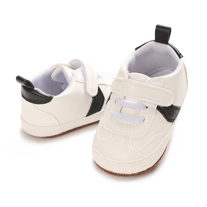 Infant Toddler Soft Sole Leather Sneakers with Contrast Colors Breathable Baby Flats for Newborn Boys and Girls Comfortable - Loving Babies & Pets Shop