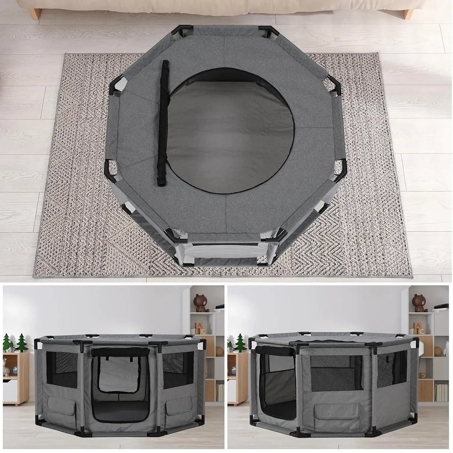 Dog Playpen, Cat Dog Crate Portable Pet Exercise Cage Kennel House Puppy Playpen Animal Playpen Indoor/Outdoor, Water-Resistant