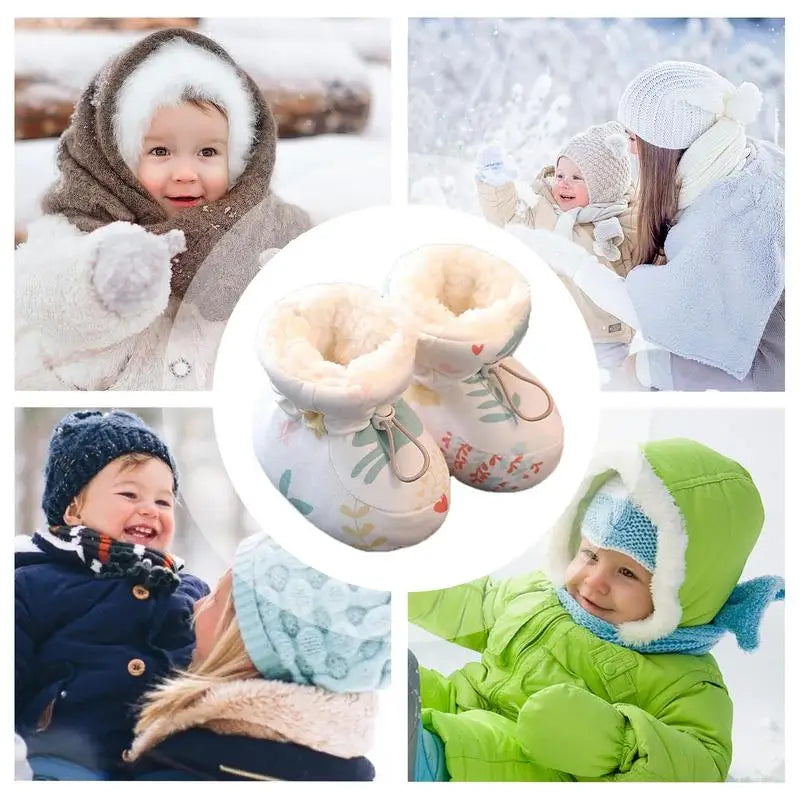 Cotton Plush Baby Shoes Warm Baby Socks Shoes Cozy Soft Kids Boots Non-Slip Texture Shoes Warm Cotton Winter Booties For Winter - Loving Babies & Pets Shop