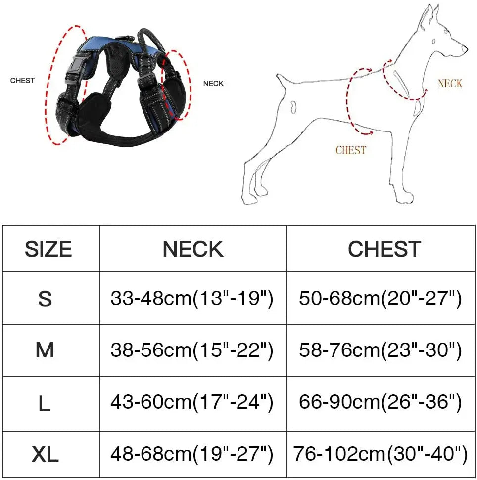 MASBRILL Dog Harness No Pull Nylon Adjustable Reflective Dog Vest Harness 2 Metal Leash Hooks Easy Control Handle Walking