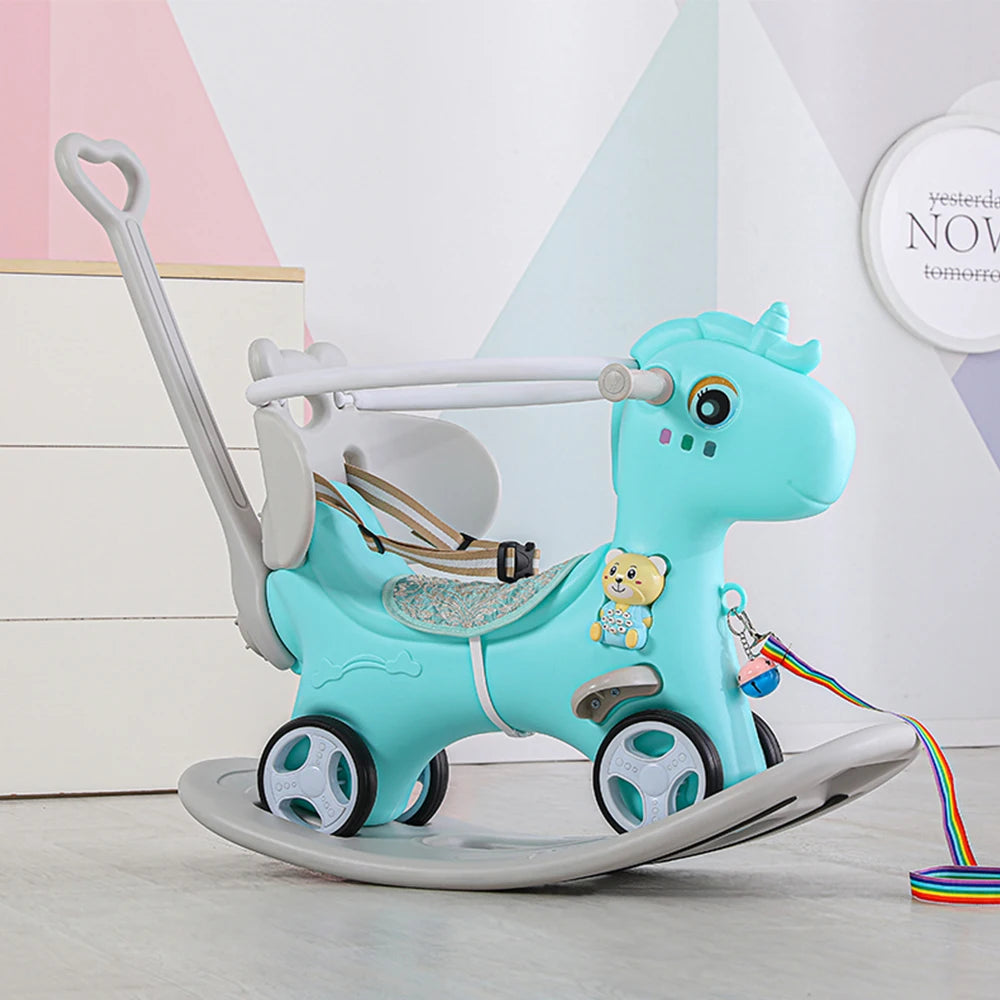 Rocking Horse for Toddlers, Balance Bike Ride On Toys with Push Handle, Backrest and Balance Board for Baby Girl and Boy - Loving Babies & Pets Shop