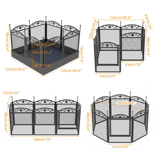 8 Panel Heavy Duty Dog Playpen Indoor Outdoor Metal Fence with Waterproof Pad