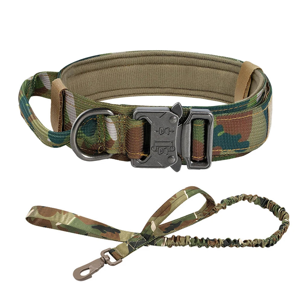 Adjustable Tactical Dog Training Collar and Leash Set for Small and Big Dogs
