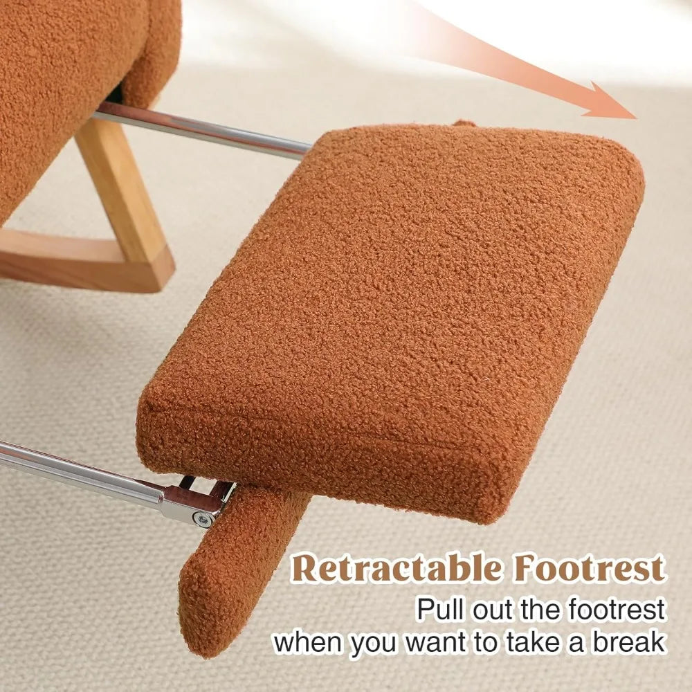 Rocking Chair Nursery with Foot Rest, Nursing Rocking Chairs for Mom Nursery, Teddy Rocker Glider with High Backrest for Living - Loving Babies & Pets Shop