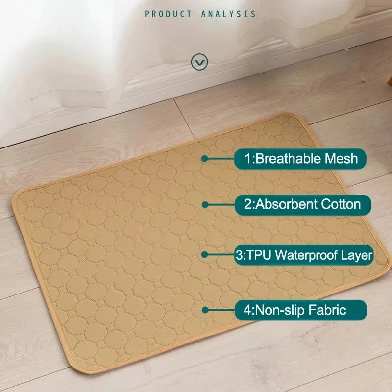 Washable Reusable Pet Pee Pad - Four-Layer Waterproof Dog Training Pad Pet Bed Urine Mat for Pet Car Seat Cover Pet Accessory