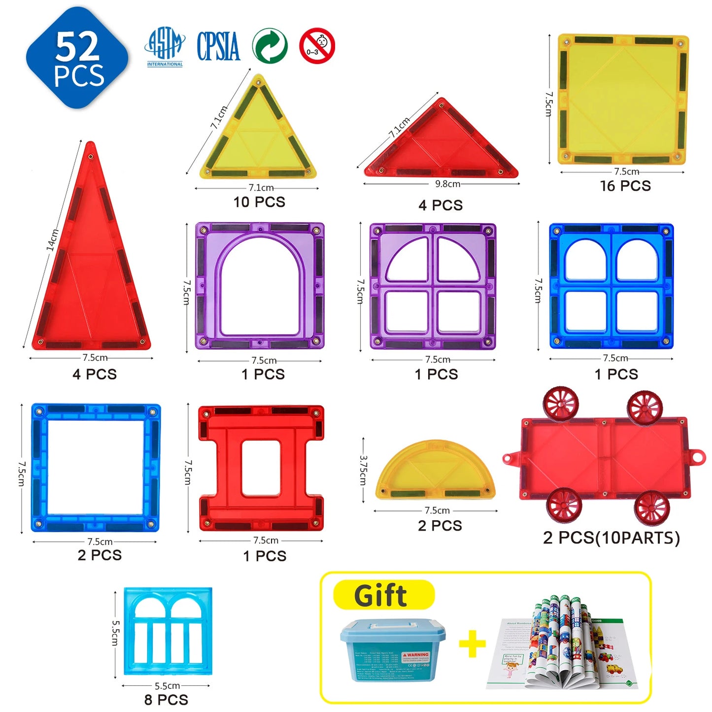 Romboss Magnetic Building Blocks Set 7.5cm Educational Toys for Creative Play