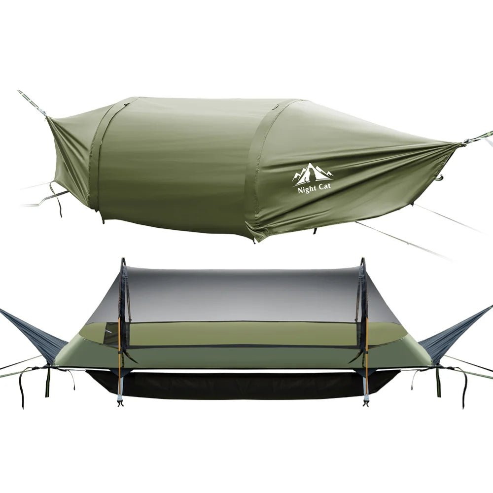 Night Cat Flat Lay Hammock Tent With Mosquito Net Rainfly