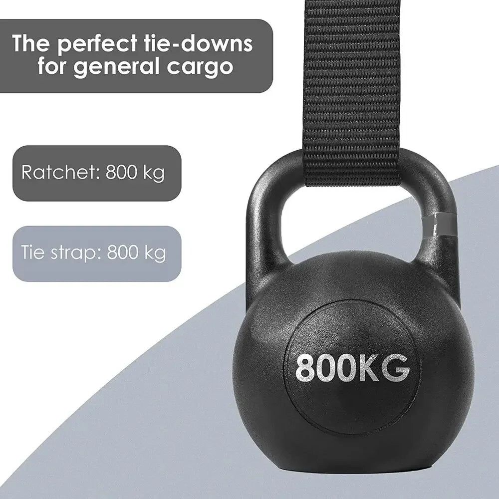 SecurePro Ratchet Straps 10PCS – High-Strength 0.8t Pull Capacity for Ultimate Load Security