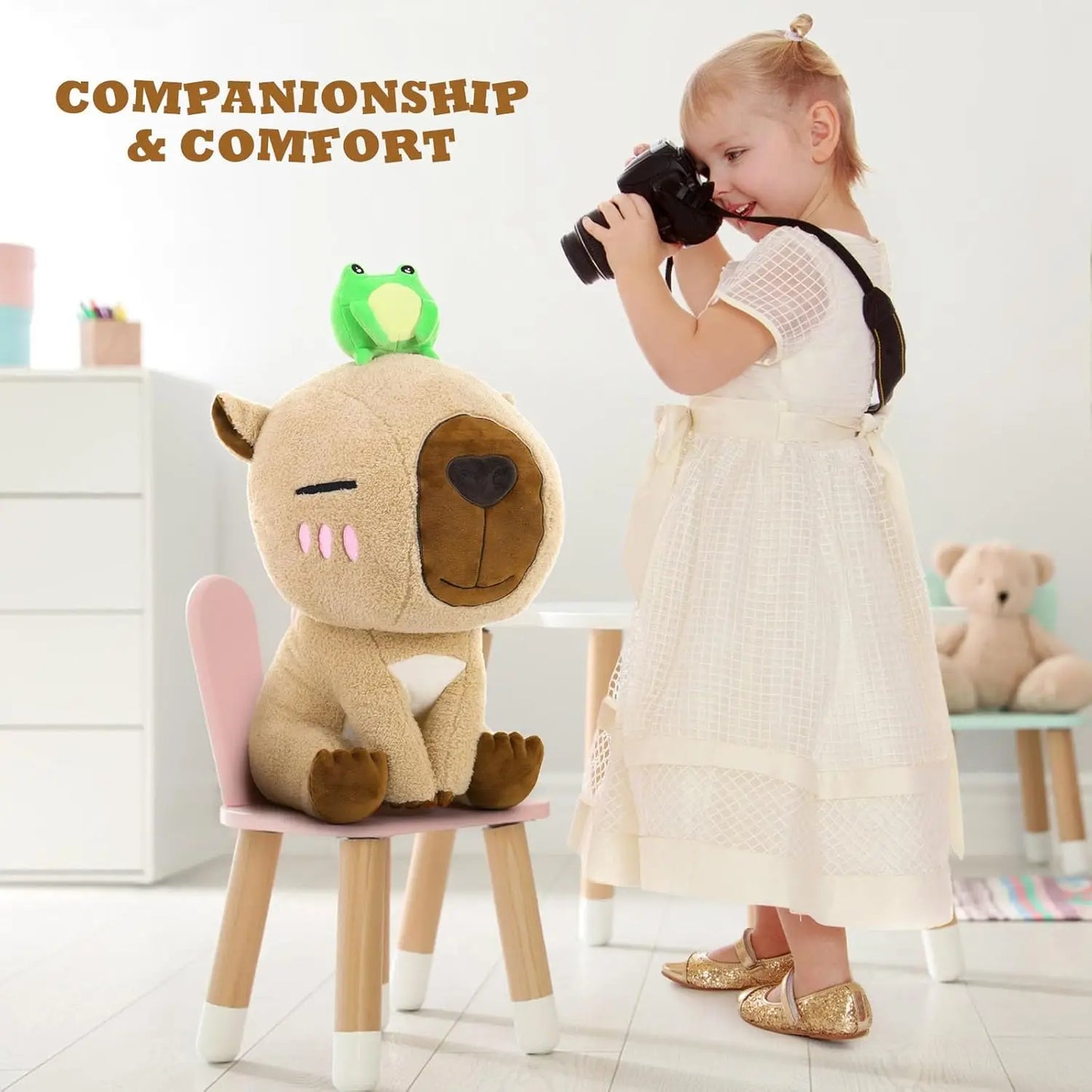 MaoGoLan Capybara Stuffed Animal, 21.6'' Big Mommy Capybara Plush Toy with 3 Baby Stuffed Capybara 1 Frog Plush Toy - Loving Babies & Pets Shop