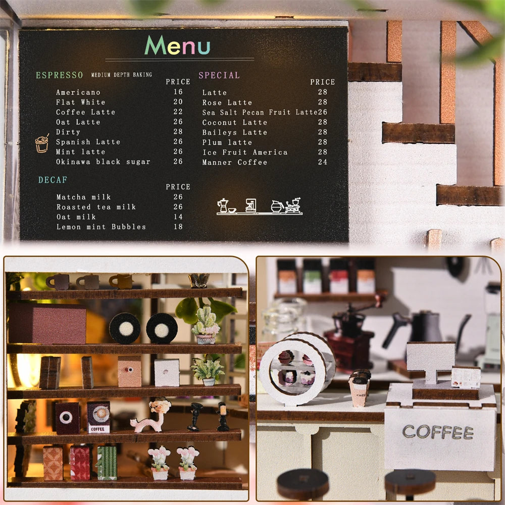 Book Nook Kit Coffee Shop Sunlight Room Dollhouse Booknook 3D Wooden Puzzle Miniature Doll House For Bookshelf Insert Furniture - Loving Babies & Pets Shop