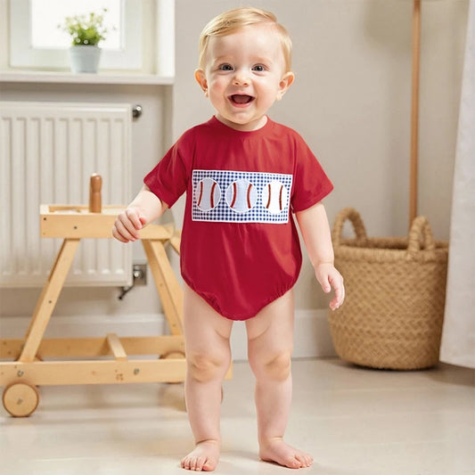 Toddler Boy Baseball Print Short Sleeve Romper Summer Jumpsuit Casual Outfit