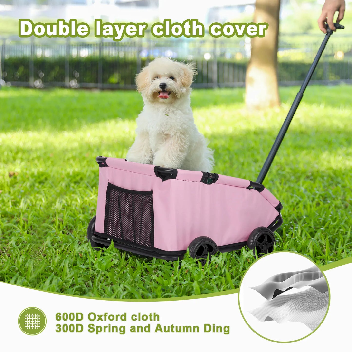 Lightweight 4 Wheel Small Pet Cart Stroller for Dogs and Cats with 360 Degree Rotation