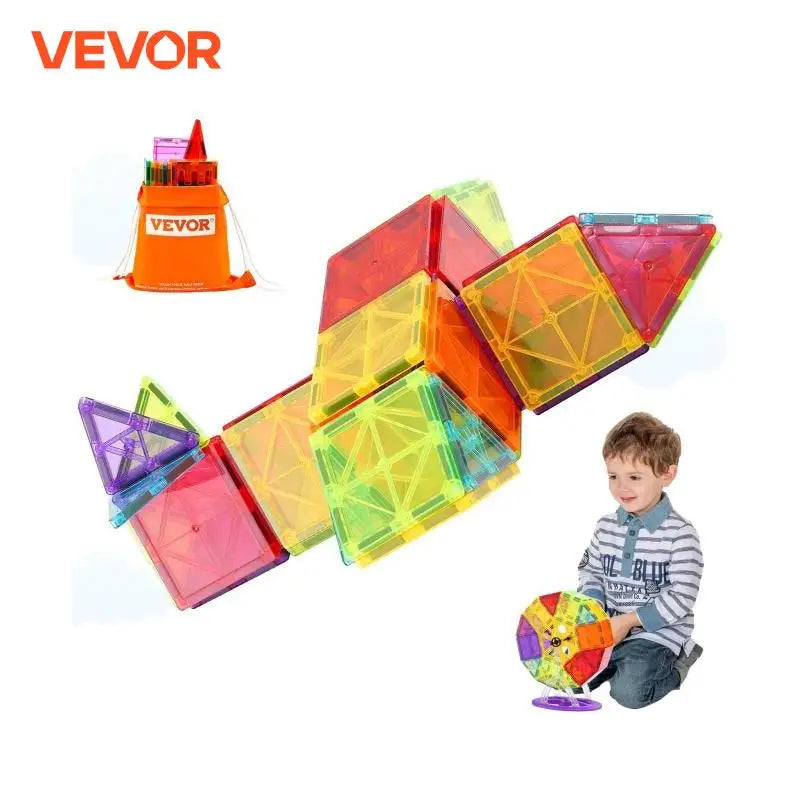 VEVOR 121PCS Magnetic Building Blocks Set Construction Puzzle Magnetic Sheet Tiles Boys Girls Children Montessori Toys Gifts - Loving Babies & Pets Shop