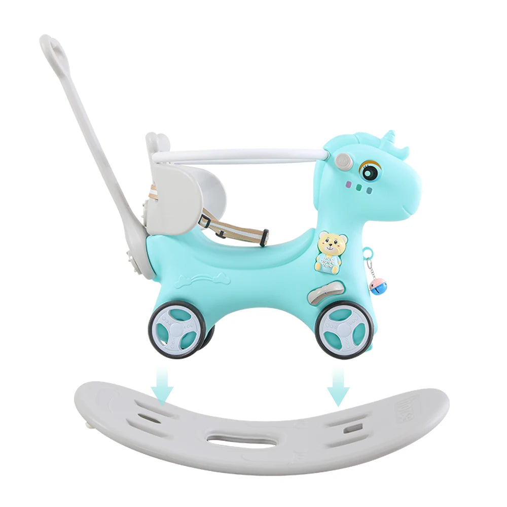 Rocking Horse for Toddlers, Balance Bike Ride On Toys with Push Handle, Backrest and Balance Board for Baby Girl and Boy - Loving Babies & Pets Shop