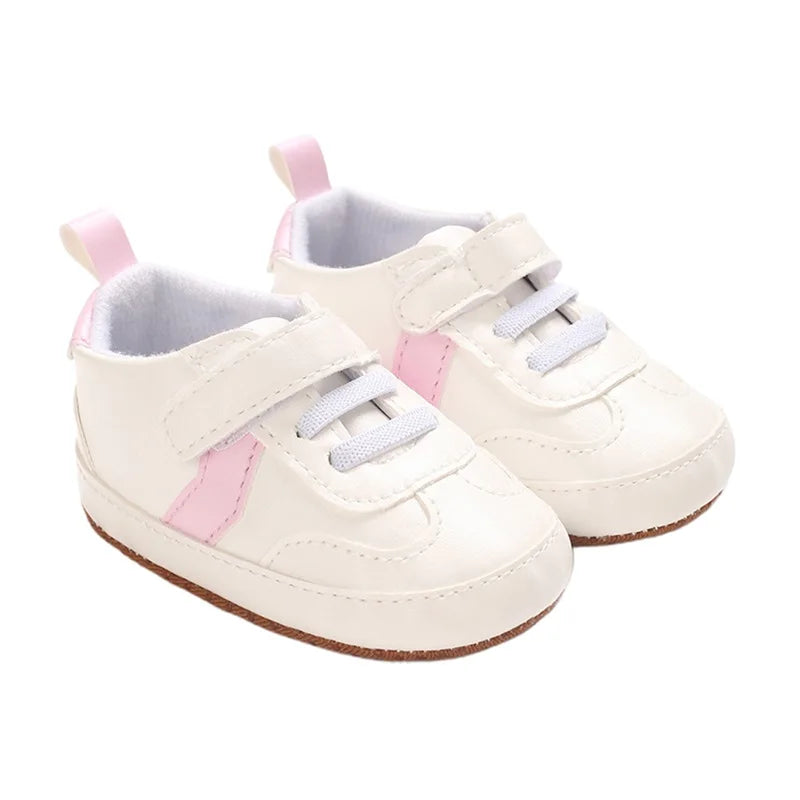 Infant Toddler Soft Sole Leather Sneakers with Contrast Colors Breathable Baby Flats for Newborn Boys and Girls Comfortable - Loving Babies & Pets Shop