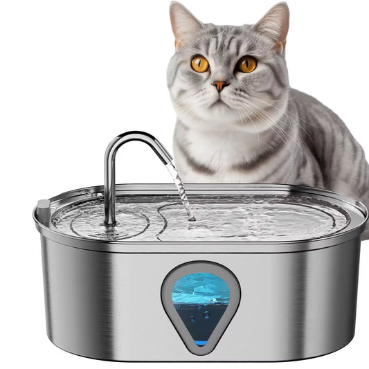 PetHydrate Stainless Steel Cat Water Fountain – 3.5L Large Capacity with LED Lighting